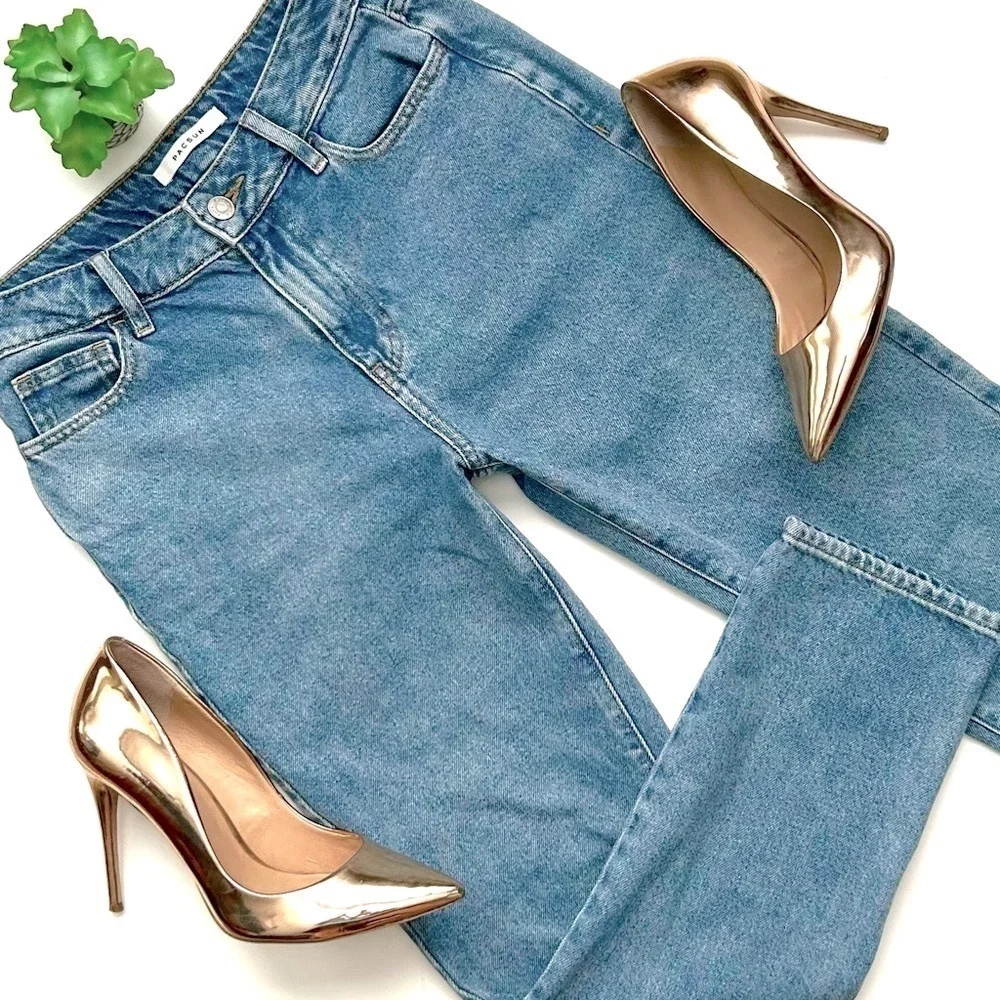 PacSun Mom Jean Medium Light Wash High Rise Jeans Size 25 - Picture 2 of 15